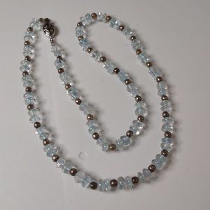 Vintage Light Blue Glass Bead Necklace 20.75 Inches Long